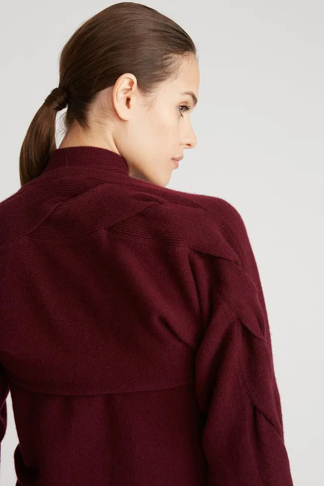 Sets Women Halston Auden Wool Cash Cable Shrug Merlot