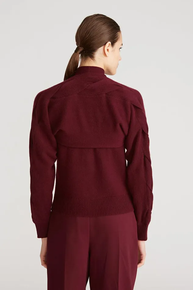 Sets Women Halston Auden Wool Cash Cable Shrug Merlot