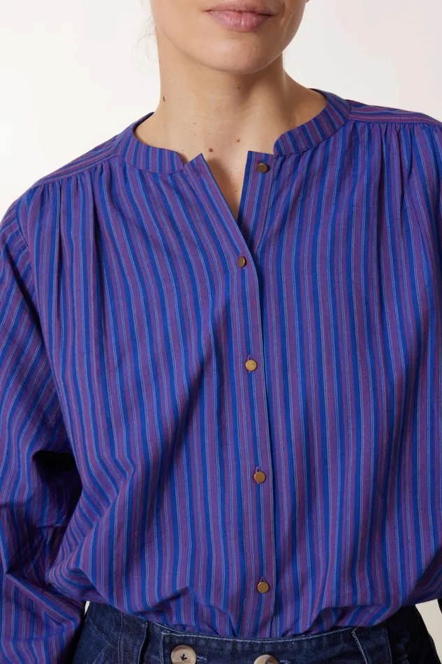 Shirts and Blouses Women Leon and Harper Cole Stripe Shirt Purple