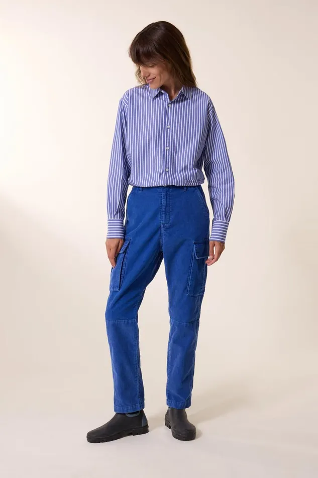 Shirts and Blouses Women Leon and Harper Cyrce Stripe Shirt Blue