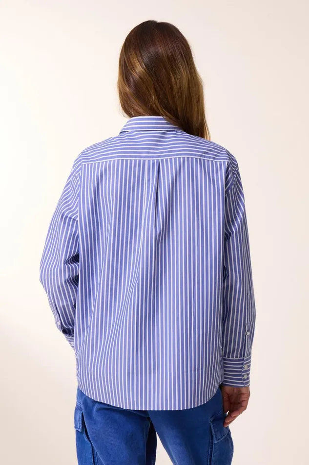 Shirts and Blouses Women Leon and Harper Cyrce Stripe Shirt Blue