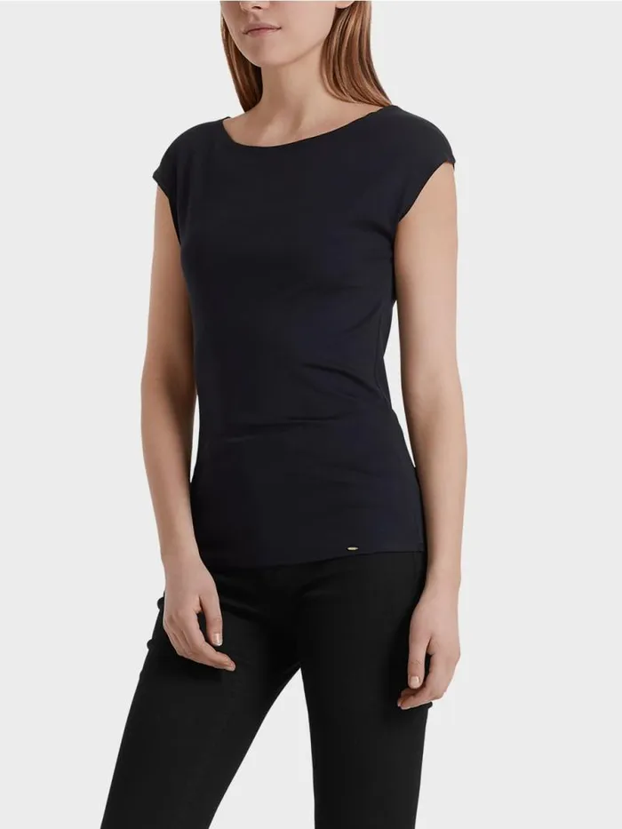 Shirts and Tops Damen Marc Cain BasicShirt Mit Weitem Ausschnitt Midnight Blue