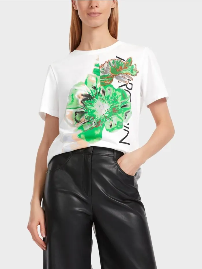 Shirts and Tops Damen Marc Cain Glnzendes TShirt 034Rethink Together034 White