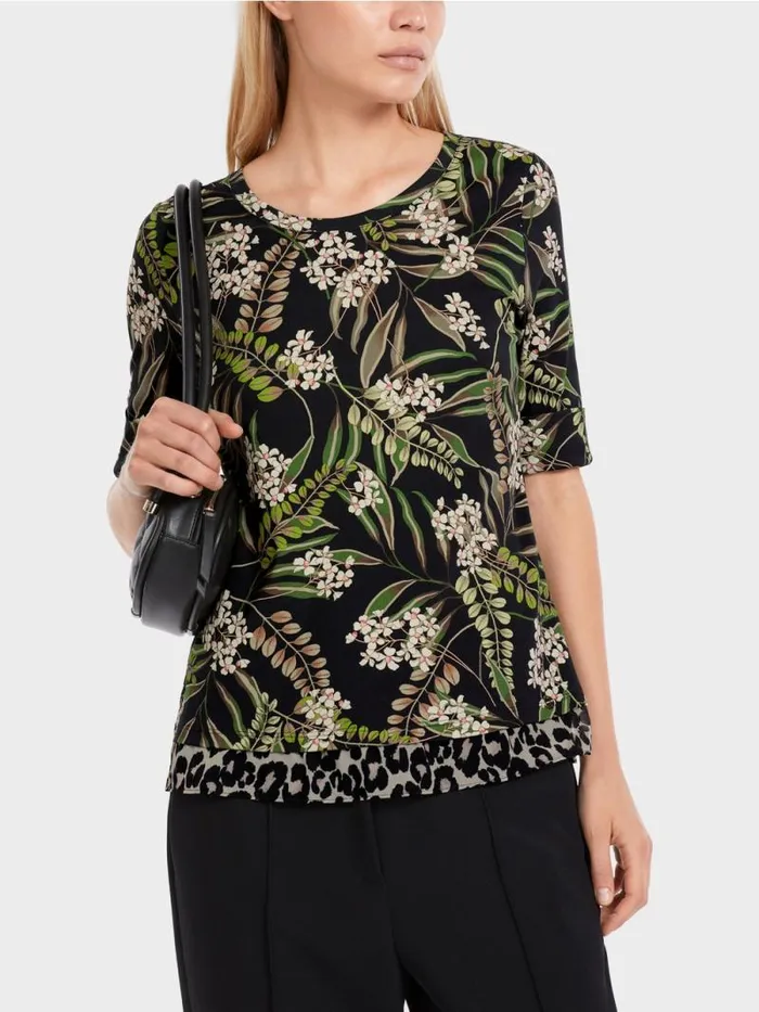 Shirts and Tops Damen Marc Cain Krpernahes TShirt Mit Alloverprint Black