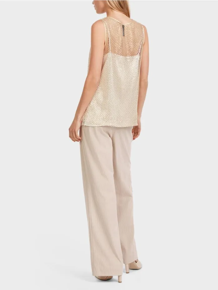 Shirts and Tops Damen Marc Cain Paillettenbesetztes NetzTop Gold