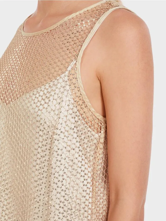 Shirts and Tops Damen Marc Cain Paillettenbesetztes NetzTop Gold