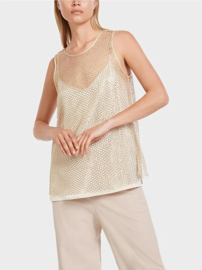 Shirts and Tops Damen Marc Cain Paillettenbesetztes NetzTop Gold