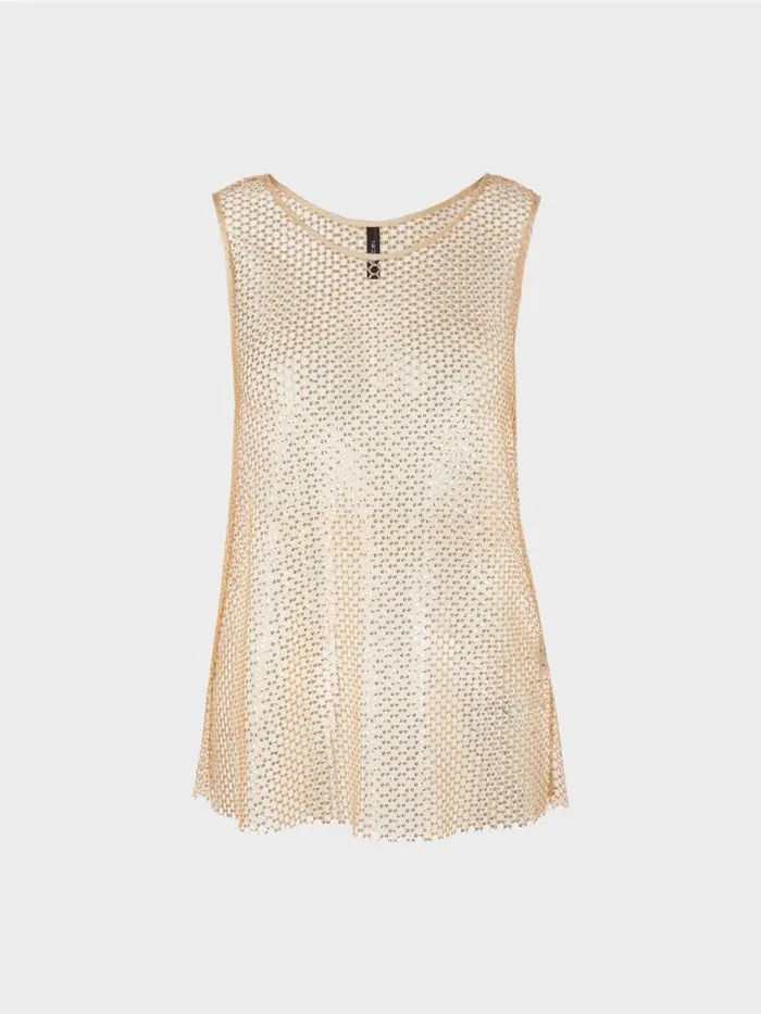 Shirts and Tops Damen Marc Cain Paillettenbesetztes NetzTop Gold