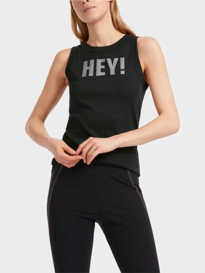 Shirts and Tops Damen Marc Cain rmelloses Top Mit Glitzerprint Black
