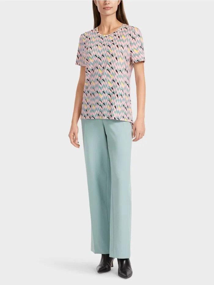 Shirts and Tops Damen Marc Cain TShirt Mit Grafischem Dessin Dark Sky Blue
