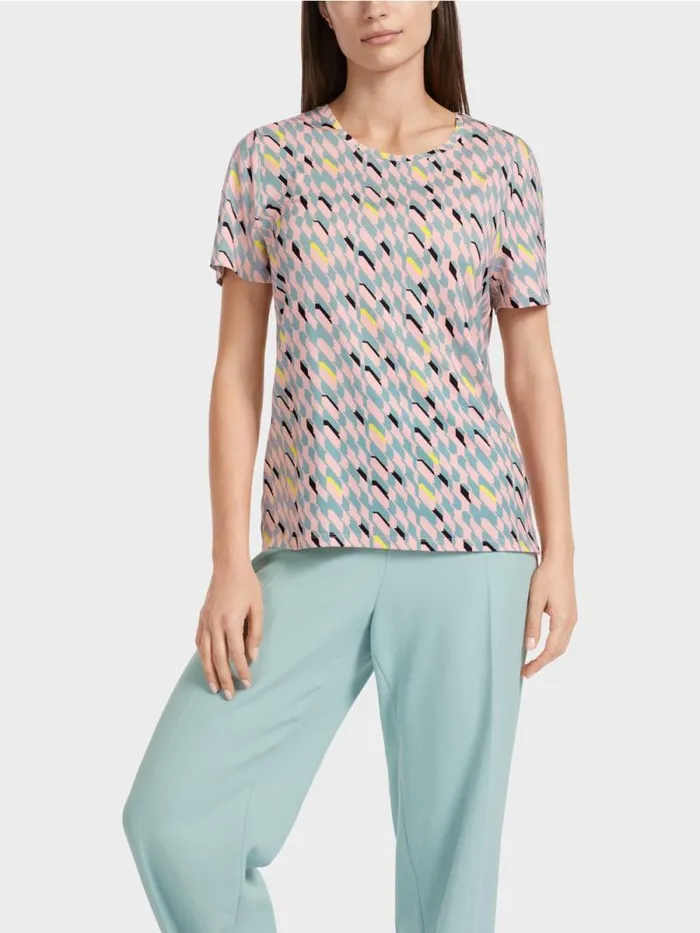 Shirts and Tops Damen Marc Cain TShirt Mit Grafischem Dessin Dark Sky Blue