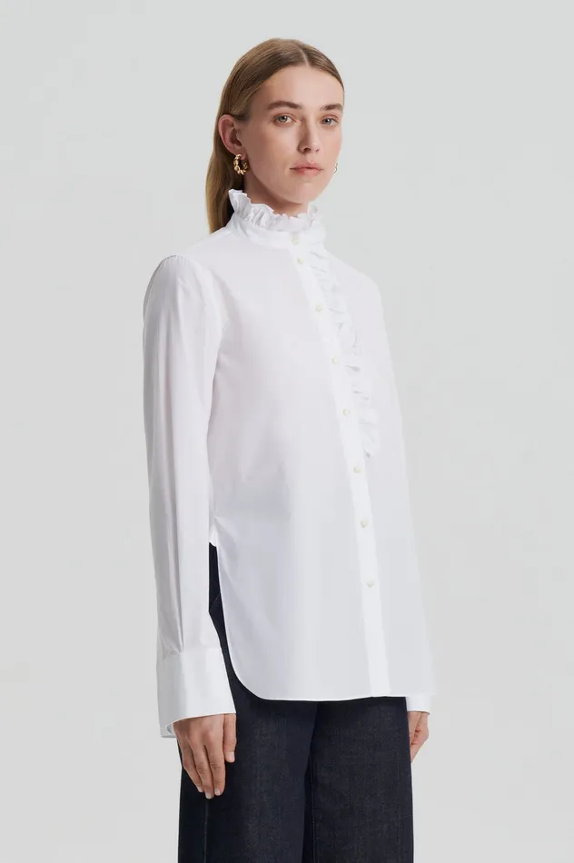 Shirts PARACHUTE RUFFLE TRIM SHIRT WHITE 8211 Scanlan Theodore Women Shirts PARACHUTE RUFFLE TRIM SHIRT WHITE 8211 Scanlan Theodore Women