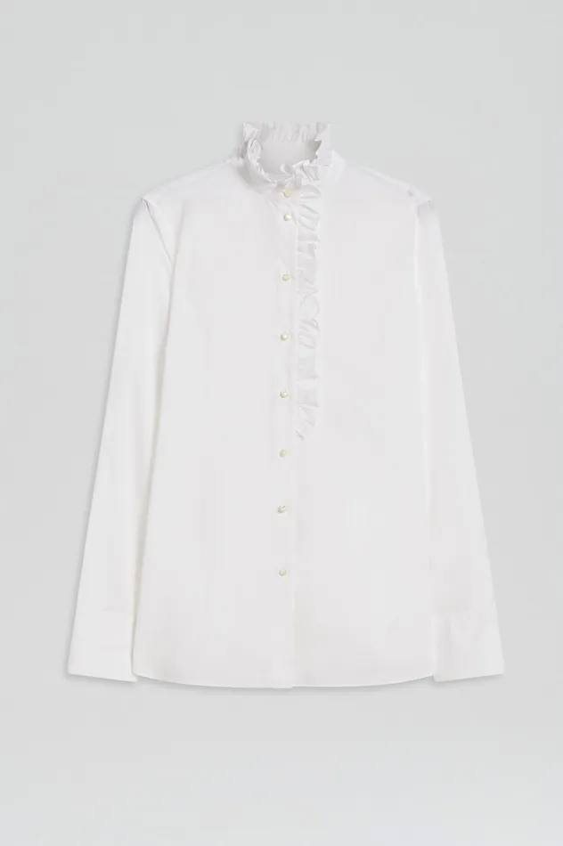Shirts PARACHUTE RUFFLE TRIM SHIRT WHITE 8211 Scanlan Theodore Women Shirts PARACHUTE RUFFLE TRIM SHIRT WHITE 8211 Scanlan Theodore Women