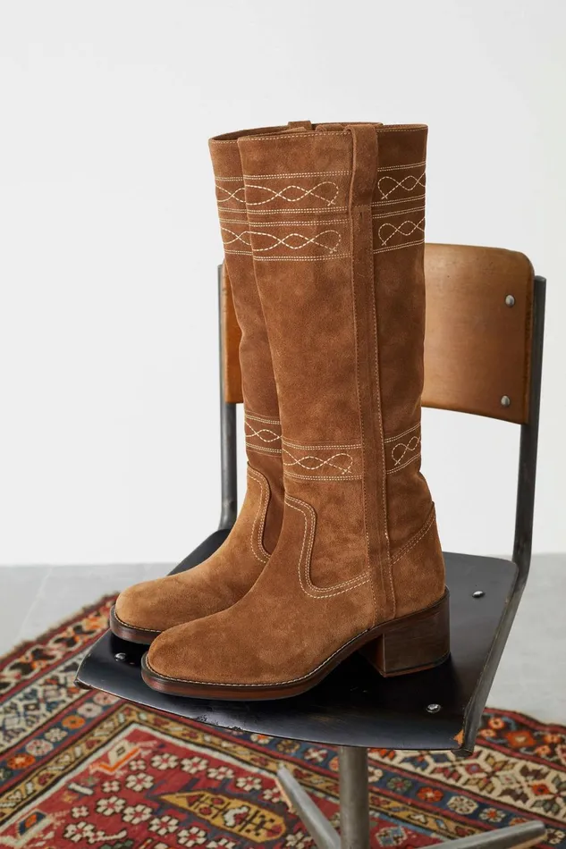 Shoes Women Leon and Harper Stuart Vintage Suede Boots Camel