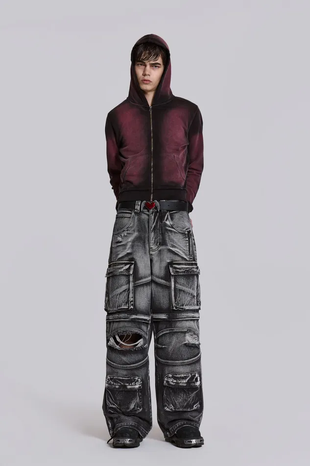 Shop Deep Red Fade Mini Monster Hoodie Loungewear Jaded London Men