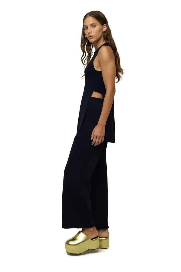 Shop Simon Miller KNITWEAR Knits By Cropped Jabber Pant Black