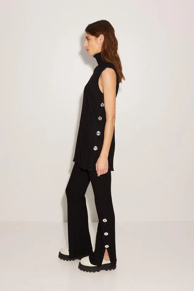 Shop Simon Miller KNITWEAR Rib Aukai Funnel Neck Top Black