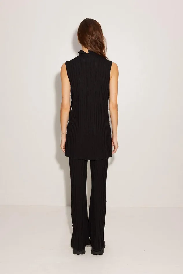 Shop Simon Miller KNITWEAR Rib Aukai Funnel Neck Top Black