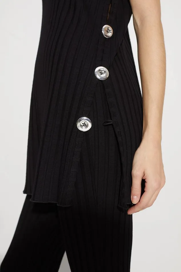 Shop Simon Miller KNITWEAR Rib Aukai Funnel Neck Top Black