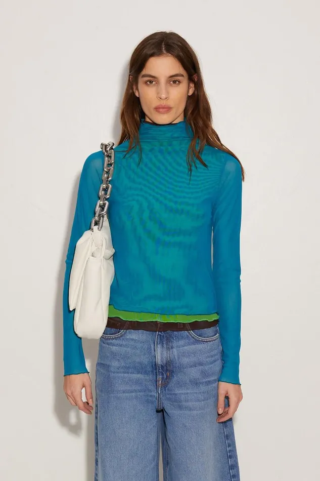 Shop Simon Miller TOPS Mesh Layered Wendel Top Deep Sea Gummy Green