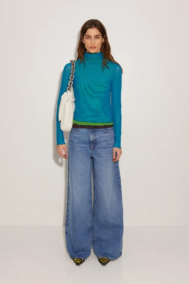 Shop Simon Miller TOPS Mesh Layered Wendel Top Deep Sea Gummy Green