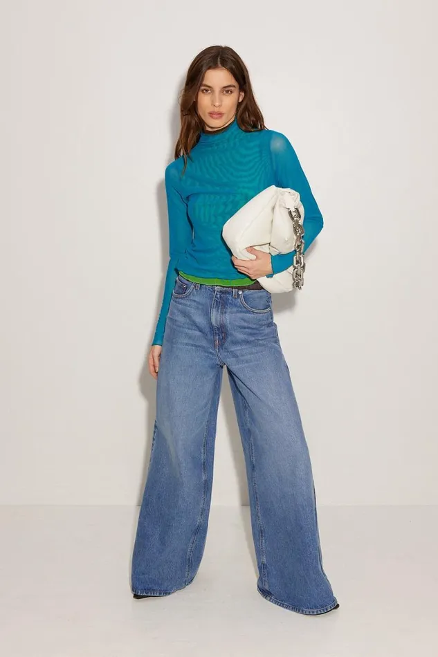 Shop Simon Miller TOPS Mesh Layered Wendel Top Deep Sea Gummy Green