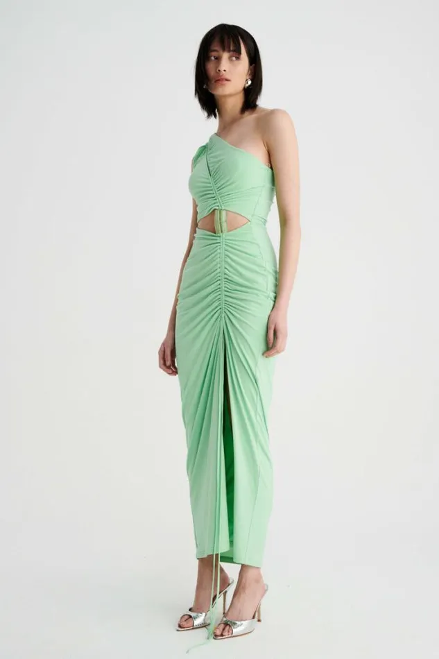 Shop SUBOO Dresses Theta Rouched Midi Dress 8211 Apple