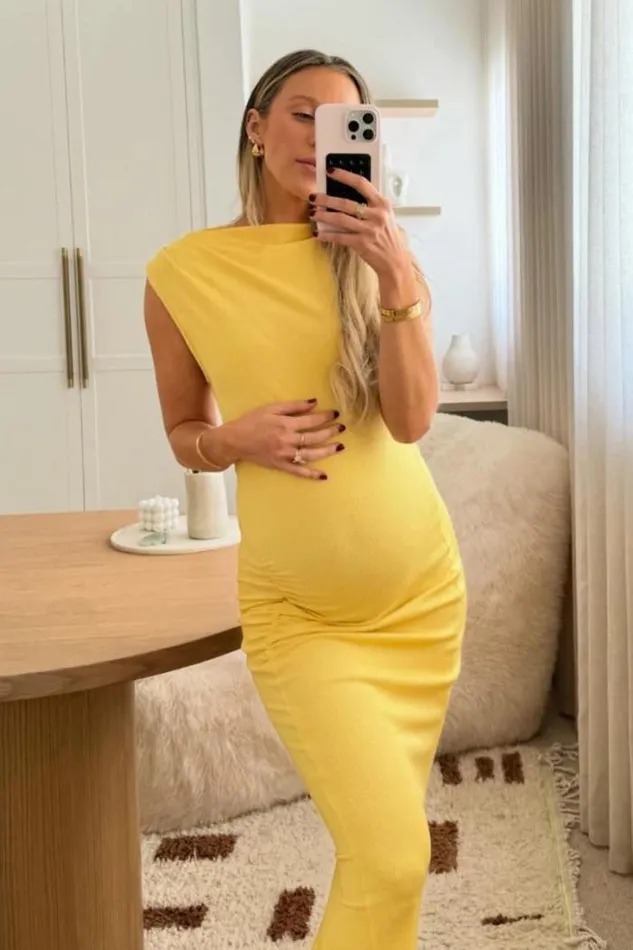 Shop SUBOO Dresses Vega Ruched Front Midi Dress 8211 Butter