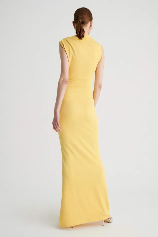 Shop SUBOO Dresses Vega Ruched Front Midi Dress 8211 Butter