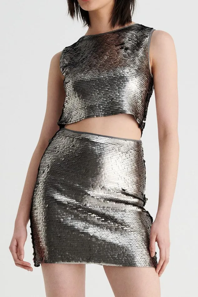 Shop SUBOO Matching Sets Luna Crop Top 8211 Silver