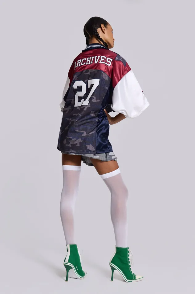 Shop Touchdown Collar Football Shirt Women Tops Jaded London
