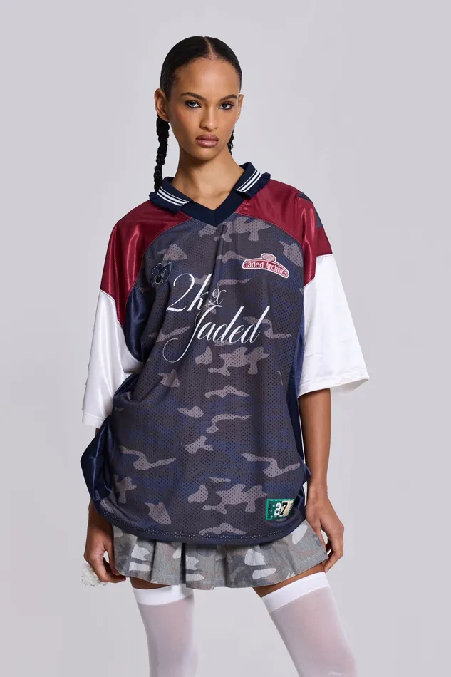 Shop Touchdown Collar Football Shirt Women Tops Jaded London