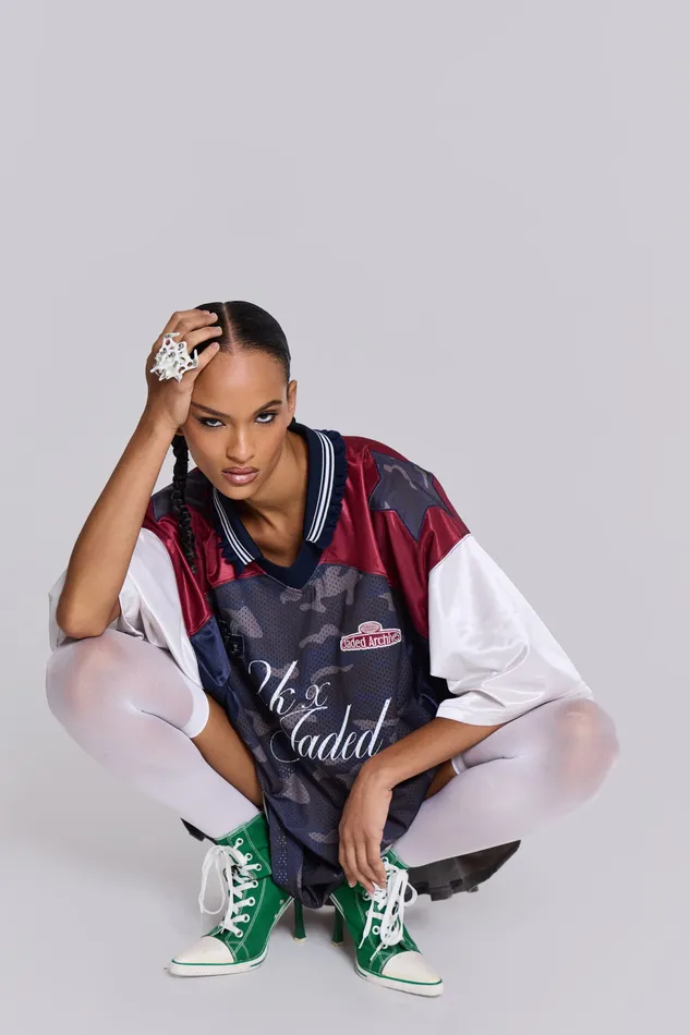 Shop Touchdown Collar Football Shirt Women Tops Jaded London