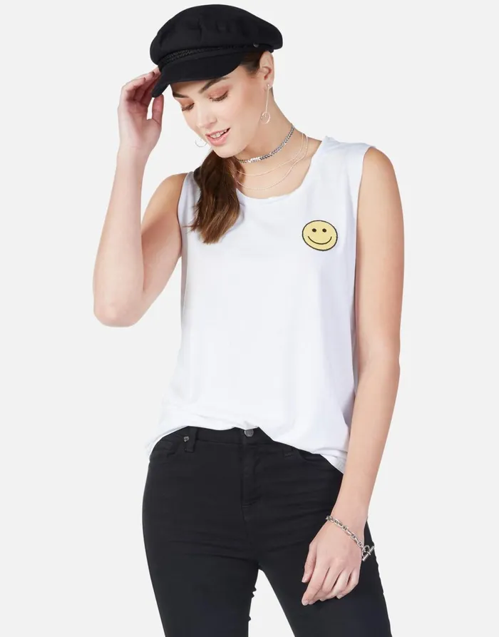 Sibley Happyface White Women039s Lauren Moshi Tanks