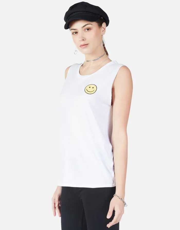 Sibley Happyface White Women039s Lauren Moshi Tanks