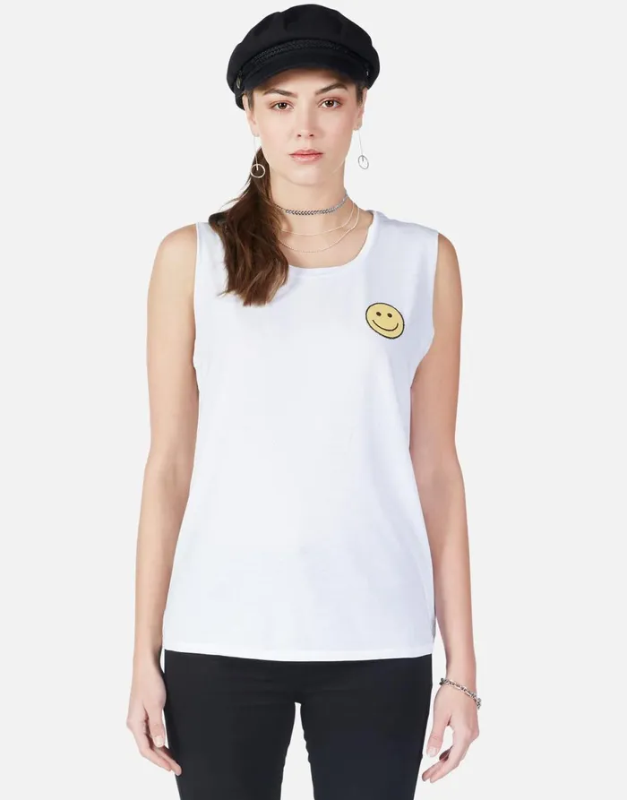 Sibley Happyface White Women039s Lauren Moshi Tanks