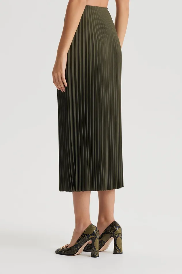 Skirts Scanlan Theodore Women TWILL PLEAT SKIRT JUNGLE Skirts Scanlan Theodore Women TWILL PLEAT SKIRT JUNGLE