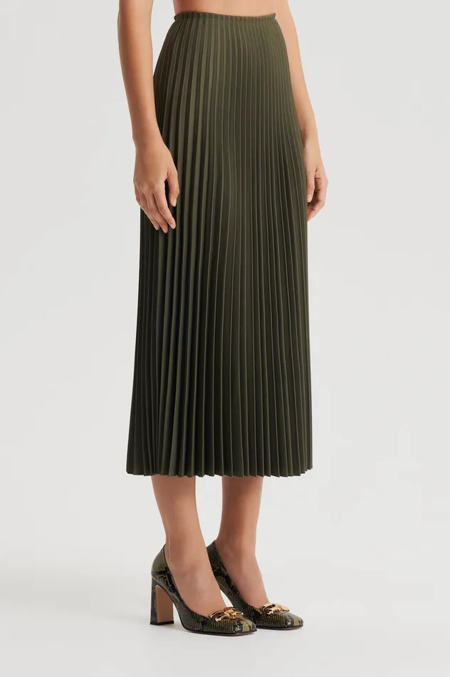 Skirts Scanlan Theodore Women TWILL PLEAT SKIRT JUNGLE Skirts Scanlan Theodore Women TWILL PLEAT SKIRT JUNGLE