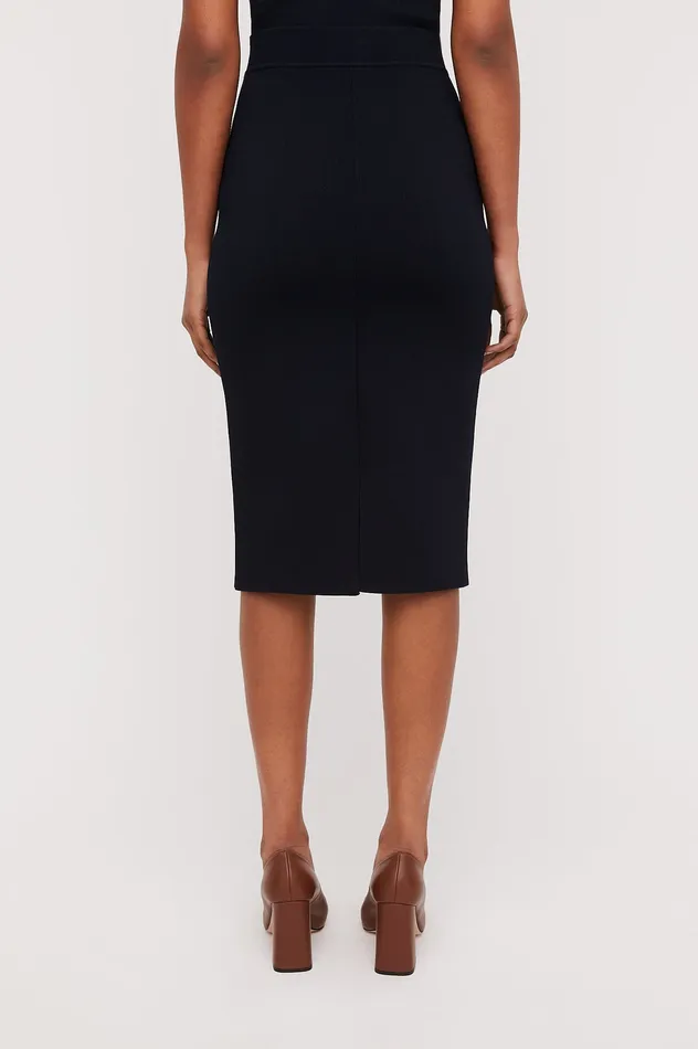 Skirts Women CREPE KNIT SLIT BACK SKIRT NAVY Scanlan Theodore