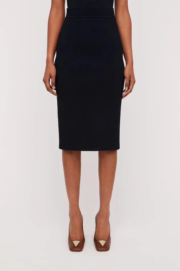 Skirts Women CREPE KNIT SLIT BACK SKIRT NAVY Scanlan Theodore