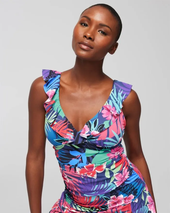 Soma Bleu Rod Hawaiian Punch Ruffle Tankini Multi Women Swim