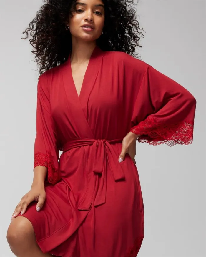 Soma Cool Nights Lace Short Robe Paint The Town Red Women Lingerie