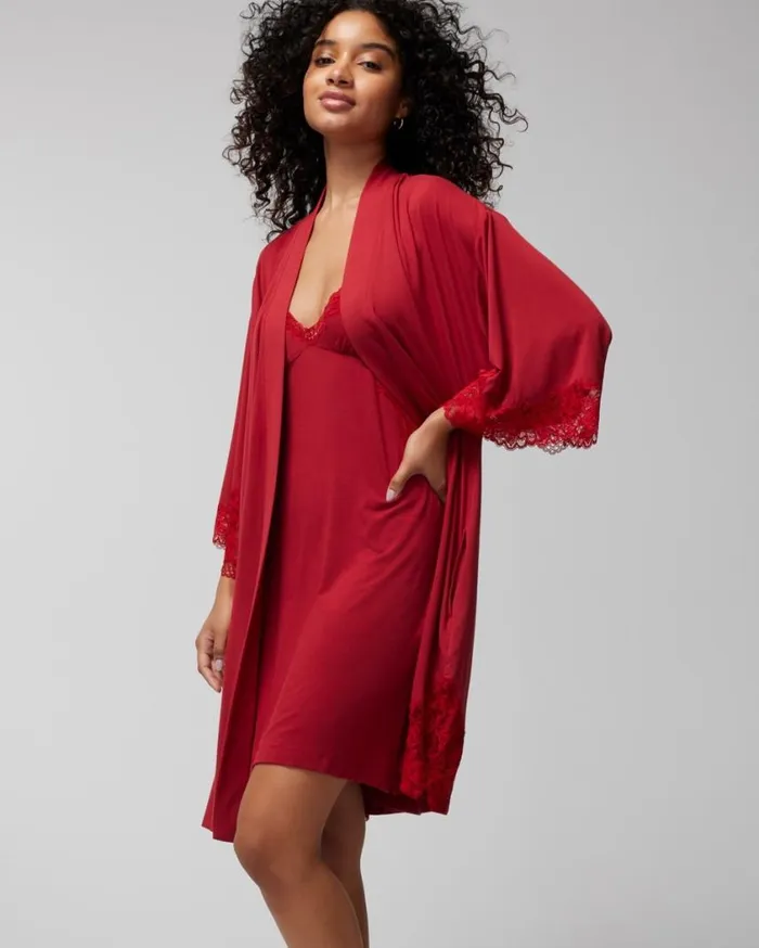 Soma Cool Nights Lace Short Robe Paint The Town Red Women Lingerie