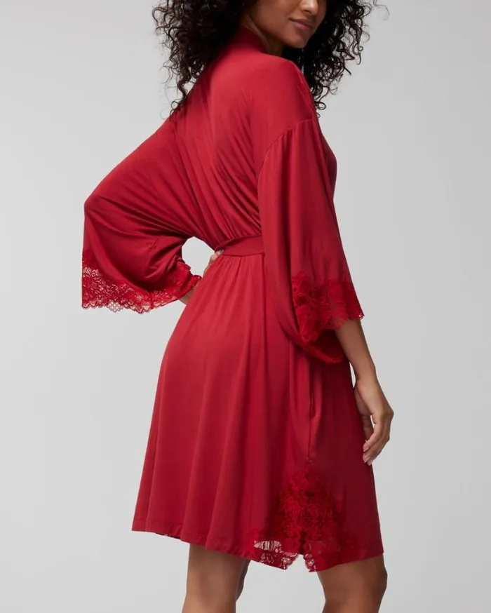 Soma Cool Nights Lace Short Robe Paint The Town Red Women Lingerie