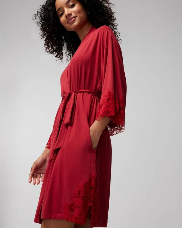 Soma Cool Nights Lace Short Robe Paint The Town Red Women Lingerie