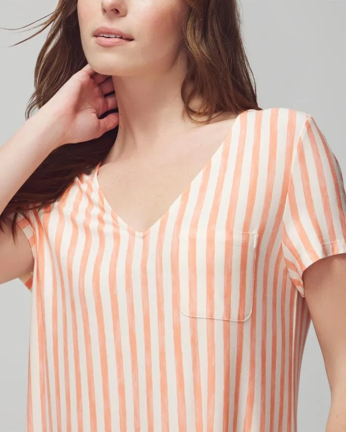 Soma Cool Nights ShortSleeve Sleepshirt Retreat Stripe Mini Melon Women Sleepshirts