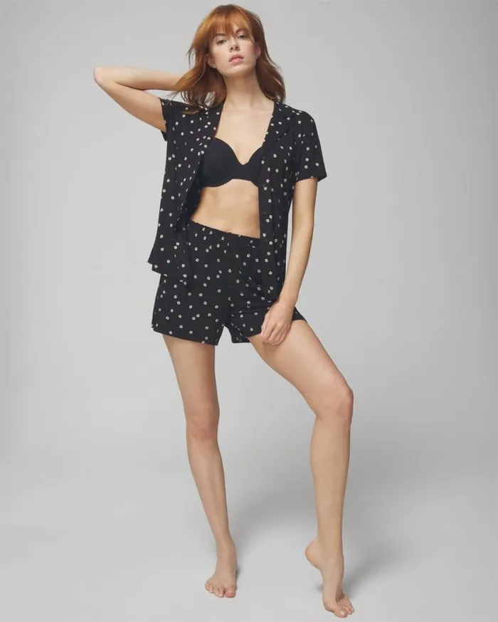Soma Cool Nights Shorts Paisley Floral White S Women Matching Sets and Separates