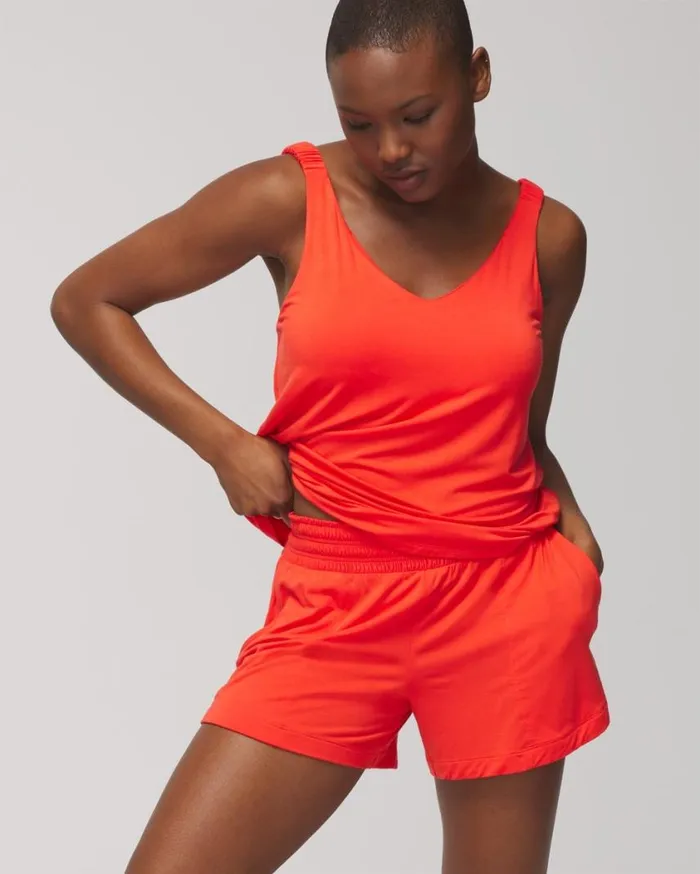 Soma Cool Nights Solid Smocked Shorts Island Guava Women Matching Sets and Separates