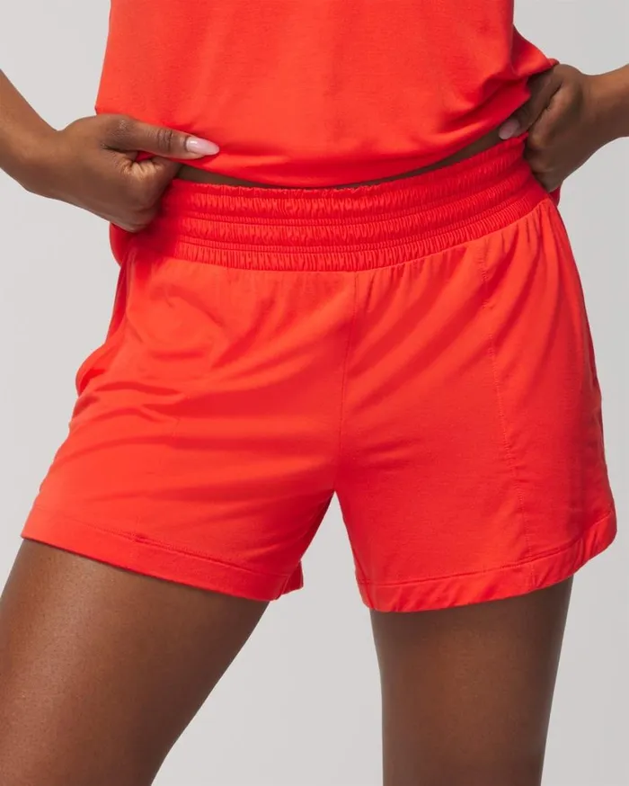 Soma Cool Nights Solid Smocked Shorts Island Guava Women Matching Sets and Separates