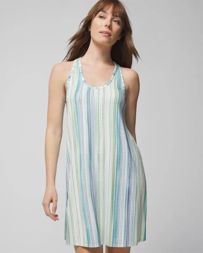 Soma Cool Nights Tank Sleepshirt Dreamland Stripe Blue Women Sleepshirts